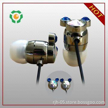 Metal flat cable earphones with mic and volume control